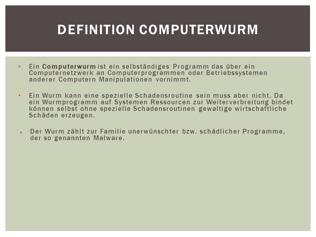 COMPUTERWURM DEFINITION Computerwurm definition